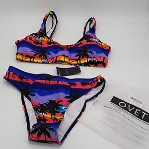 Tropical Print Crop Top High Waisted Bikini